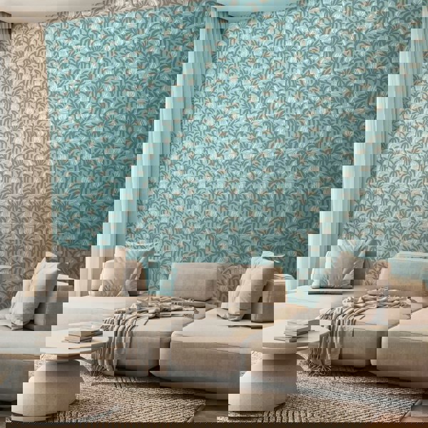 Hoopla Walls Chunky Flower - Denim 10m Wallpaper