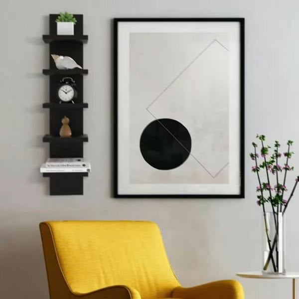 Havendro 5 Tier Vertical Wall Shelf Floating Storage Decorative Display Unit-Black