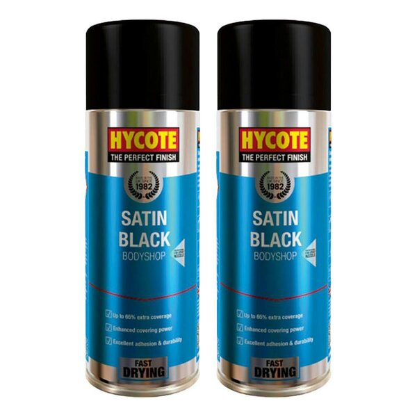 Hycote 2X Hycote Bodyshop Satin Black Spray Paint 400ml