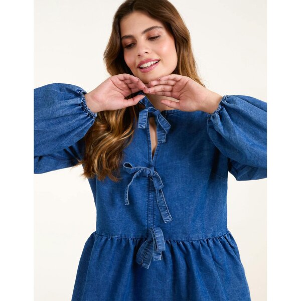 Blue Vanilla Tie Front Chambray Blouse
