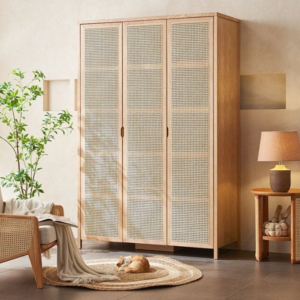 Cameron Rattan Wardrobe, Solid Wood-Rit Concept-Rit Concept