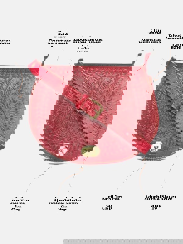 Berber Leather The Temara Embossed Saddle Bag in Red