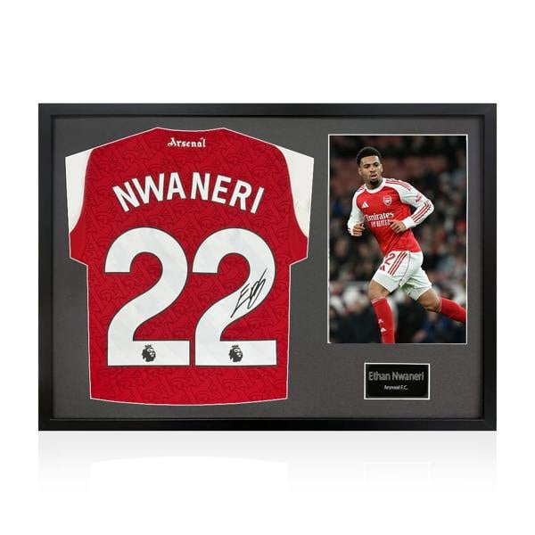 Ethan Nwaneri Signed Arsenal Shirt Classic Frame