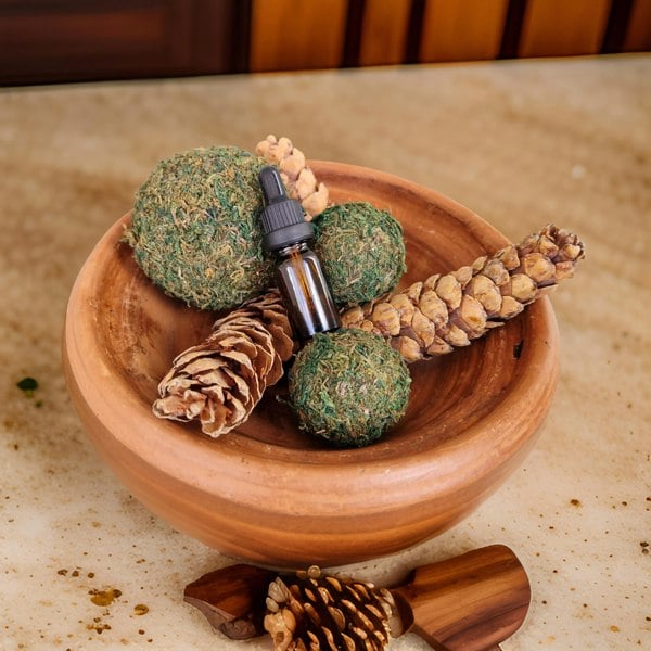 Ralph’s Orchard Natural Pine Cone & Moss Ball Potpourri with Scent Dropper