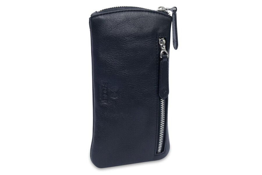 SADDLER "Mabel" Zip Top Real Leather Glasses Case with Card Holder (Gift Boxed) - Black