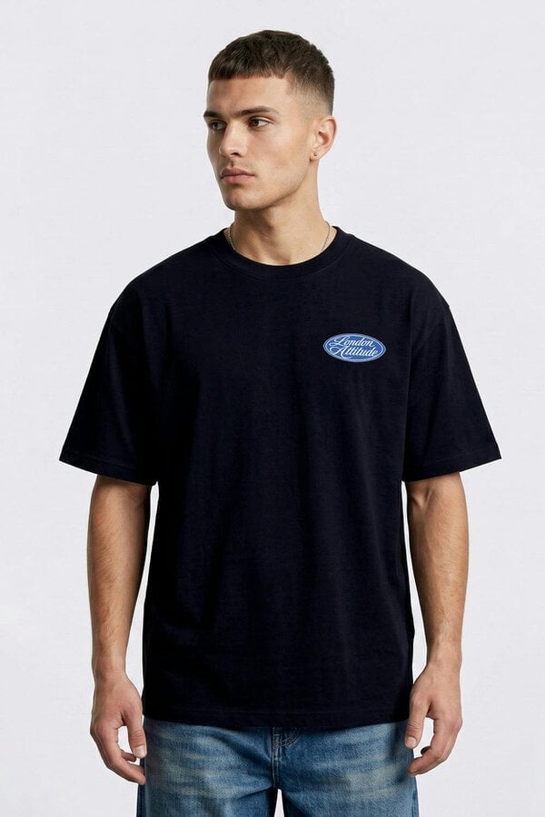 London Attitude Oversized  Vintage Motorsport Back Print T-Shirt