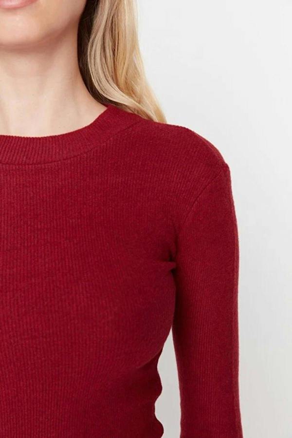 WOVCOR Fitted Mini Stand-Up Collar Knit Pencil Dress