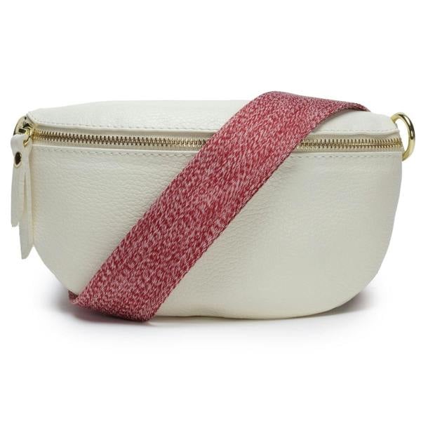 Elie Beaumont Sling Bag - Ivory (Berry Distressed Strap)
