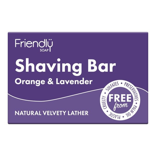 Friendly soap orange and lavender shaving bar pack front