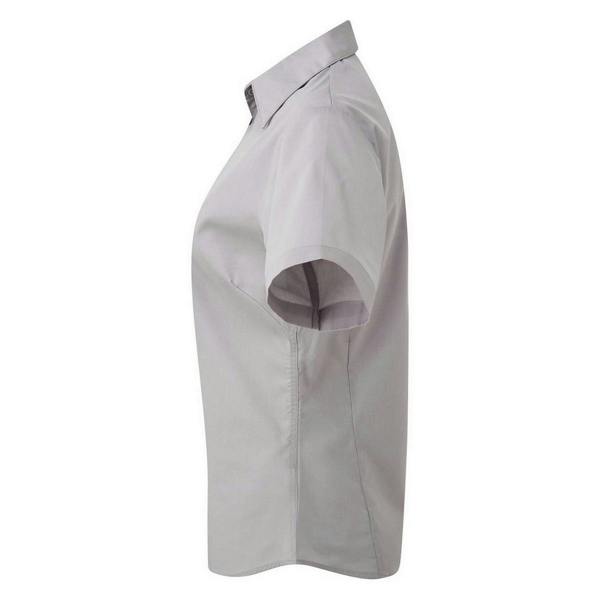 Premier Short Sleeve Poplin Blouse / Plain Work Shirt - Silver
