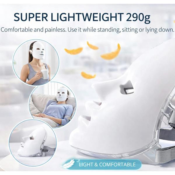 Dragodirect LED Light Therapy Face Mask 7 Colors for Clear Skin and Anti Aging