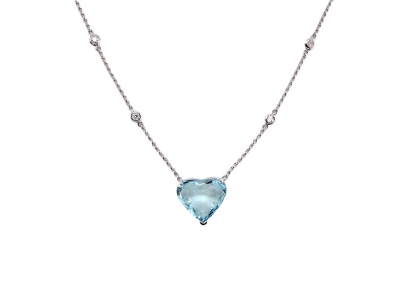 A beautiful Aquamarine and Diamond necklace