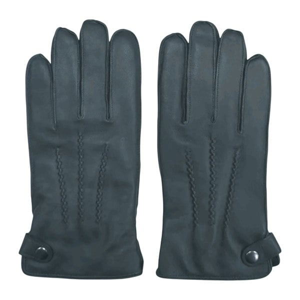 Infinity Leather Men’s Leather Wool Lined Snap Button Closure Winter Gloves