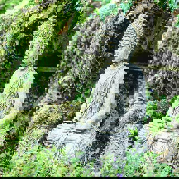 Large Stone Cast Meditating Buddha Ornament