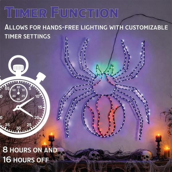 Fxlab Multicolour Micro LED Metal Silhouette Spider Outdoor Timer