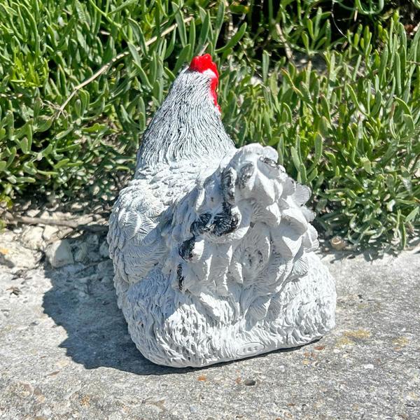 Farmwood White Chicken Garden Bird Ornament Statue