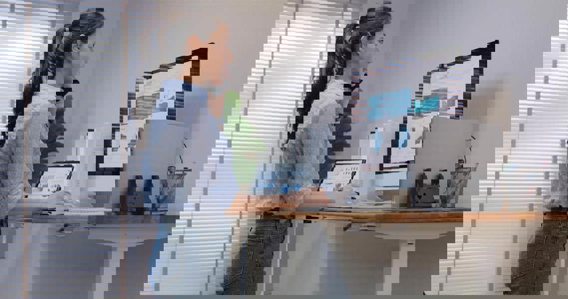 Durable Recycled Felt Vertical Laptop Stand Dock | Space Saving 3-in-1 Holder