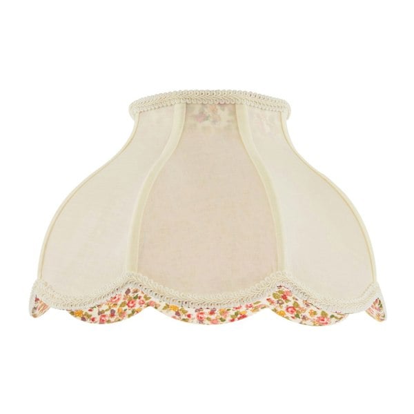 Cream Victorian Lamp Shade with Scallop Edges and Floral Inner Lining Image 1