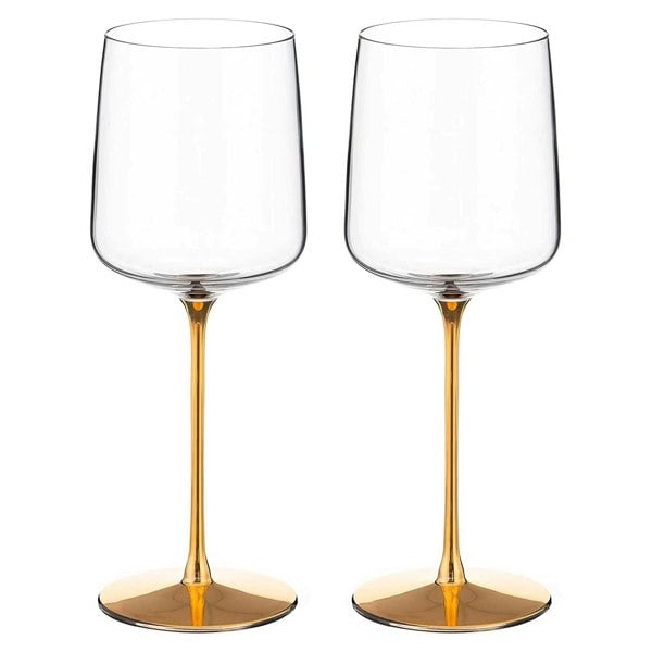 Diamante Havana Gold Crystal Red Wine Glasses - Set of 2