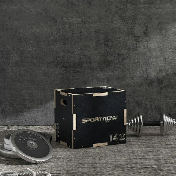 Multi-Faceted Jump Box, Wooden Step Up Box, for Home, Gym, Exercise, Black - Black