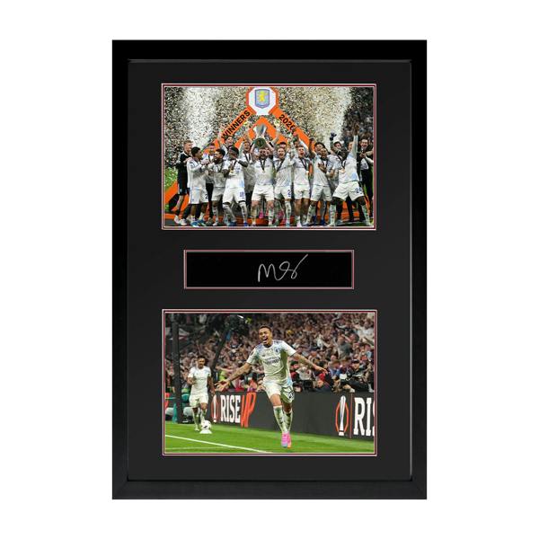 Morgan Rogers Signed Aston Villa Champions Plaque Iconic Frame