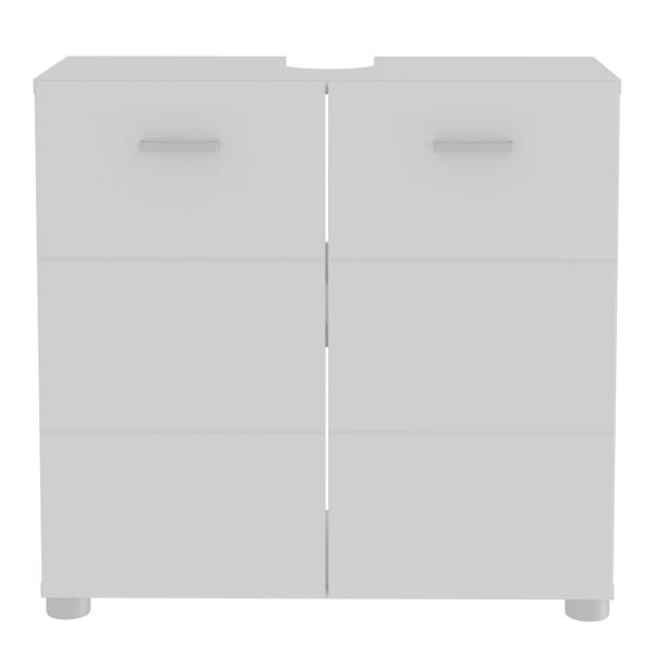 Furniture To Go Ice Cave Under Sink Bathroom Cabinet with 2 Doors & Silver Handles in White with White High Gloss Doors