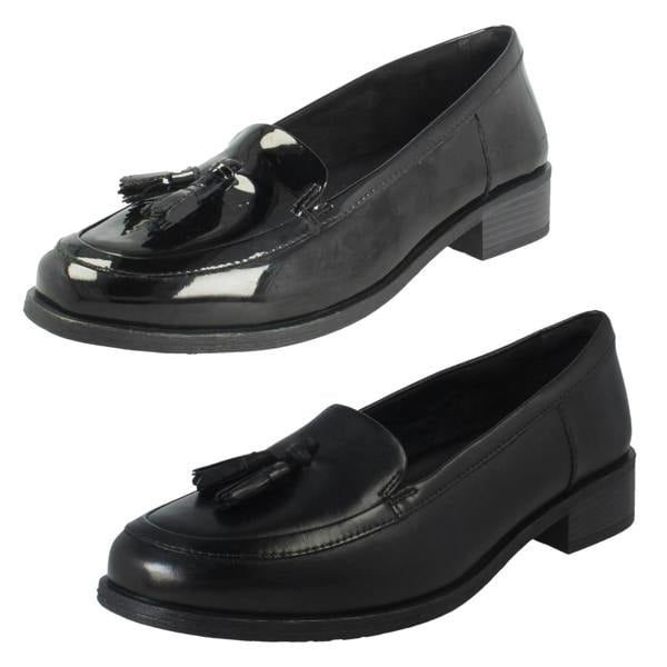 Clarks Ladies Clarks Tassel Detailed Slip On Loafer Shoes - Havisham Edge