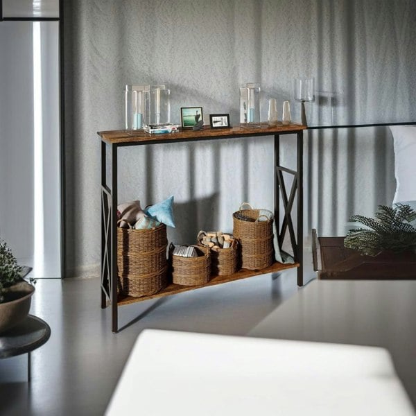 Modcraft Industrial Slim Console Table for Home and Garden