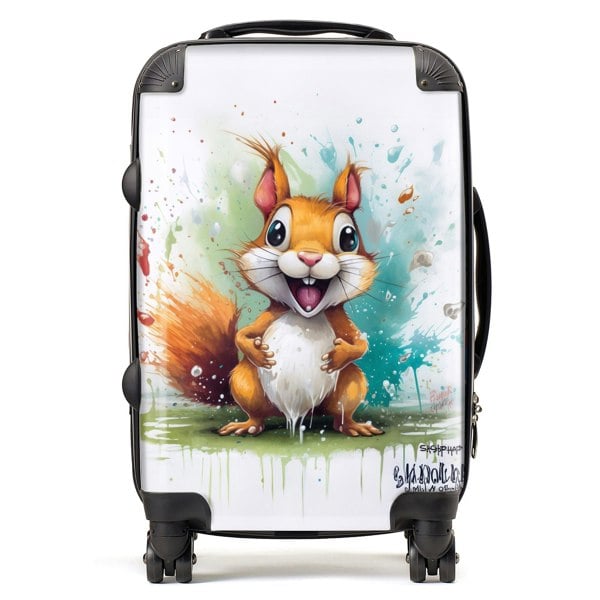 Warren Reed Happy Splashart Squirrel Suitcase