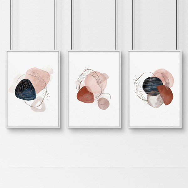 Abstract print for bedroom | set of 3 wall art prints