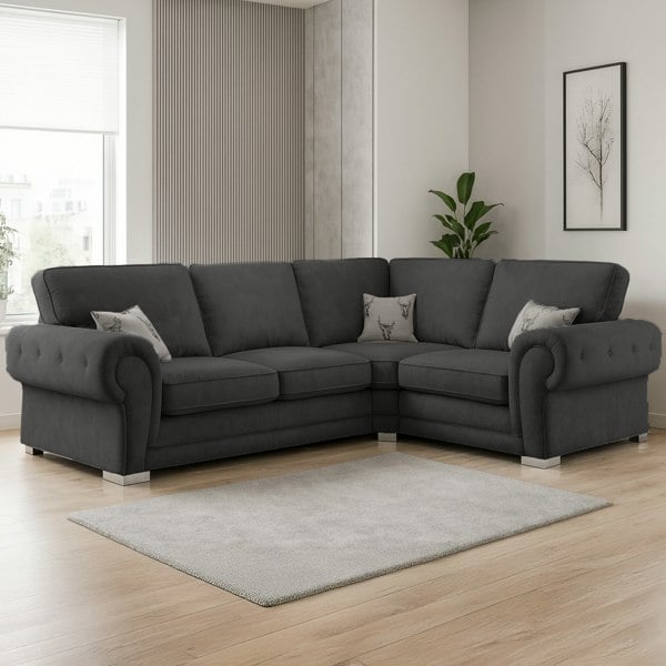 Furnishings For Less Milan Chesterfield Fabric 4 Seater Corner Sofa - Full Back