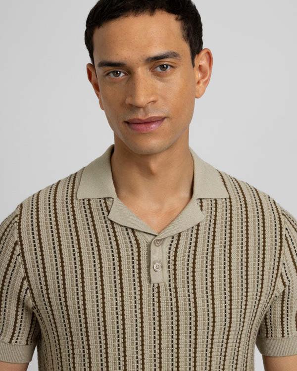 Steel & Jelly Bow - Stripe Knitted Polo Shirt