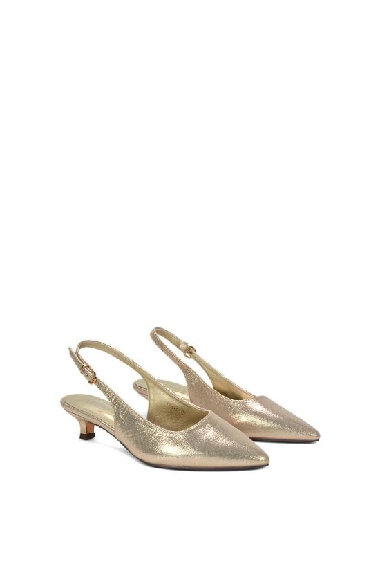 XY LONDON Slingback Kitten Heel Court Shoes With Pointed Toe