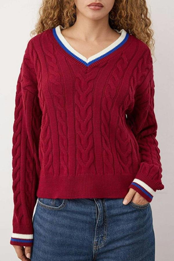 Hoxton Gal Cable Knit Collegiate Sweater