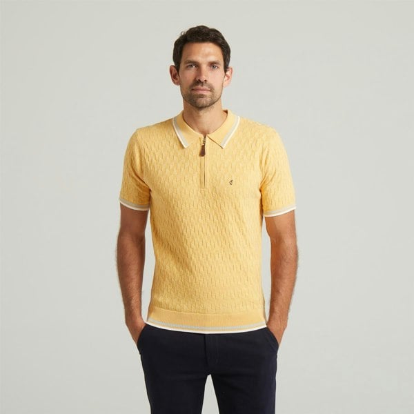 Gabicci G54M08 Mens Short Sleeve Zip Neck Knitted Polo Gabicci Classic - PINEAPPLE