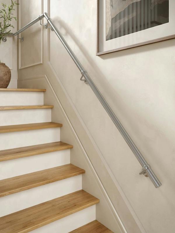 Handrails Direct Harbury Brushed Silver Quarter Landing Handrail