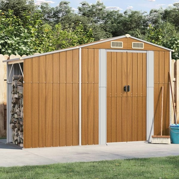 Berkfield Garden Shed Brown 277x93x179 cm Galvanised Steel