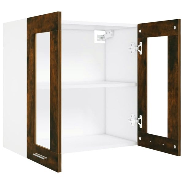 Berkfield Hanging Glass Cabinet Smoked Oak 60x31x60 cm Engineered Wood
