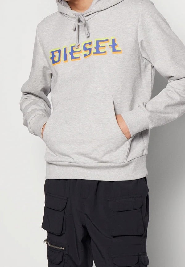 Diesel Pixel Logo S-GINN K27 Hoodie - Grey Marl