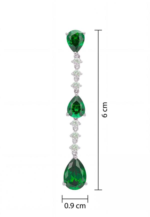 Latelita Elizabeth Drop Earrings Emerald Silver