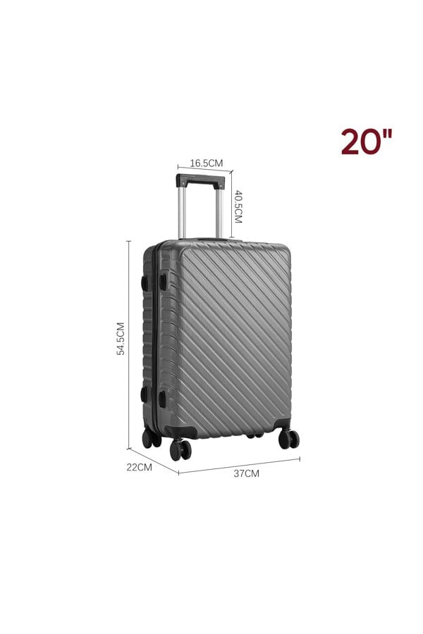 Living and Home Lightweight Hardside Travel Suitcase with Spinner Wheels, 20" Silver