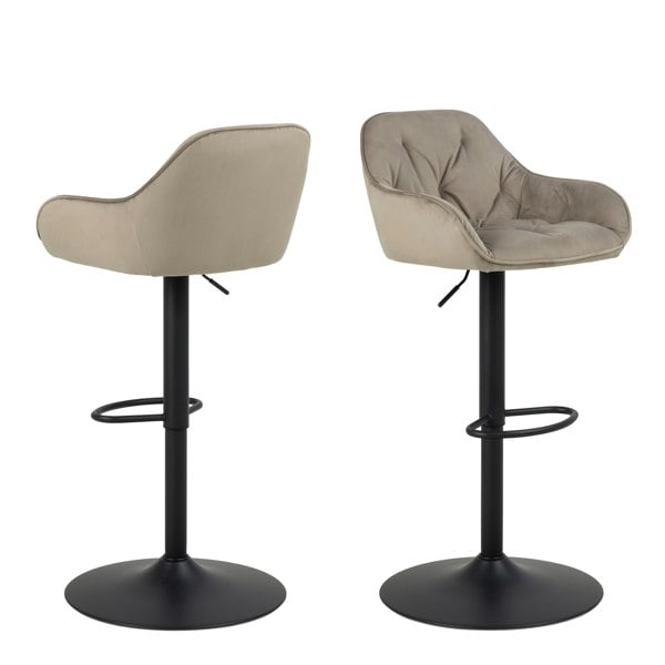 Furniture To Go Brooke Swivel Bar Stool with Height Adjustable Function in Beige Set of 2