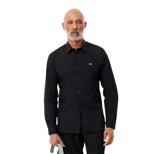 Lacoste Mens Oxford Long-Sleeved Shirt - Black - 
