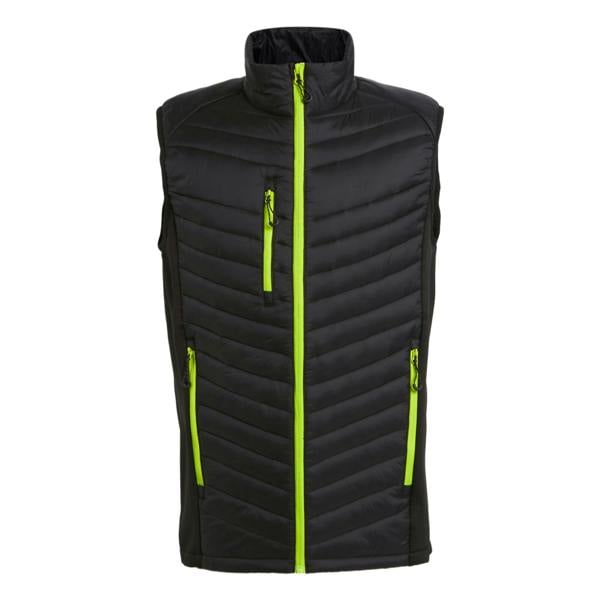 Regatta Professional Mens Quilted Hybrid Gilet - Black/Lime Green