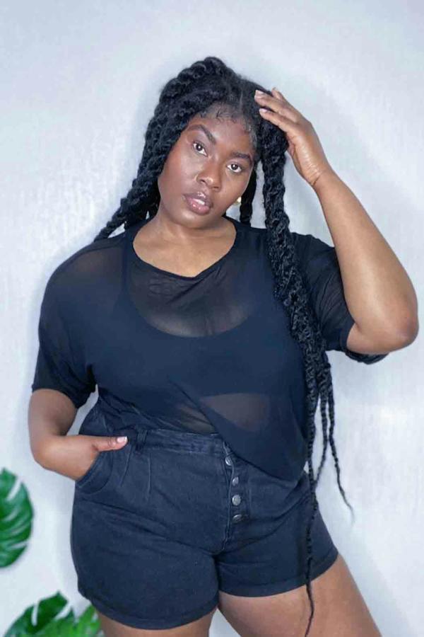 Urban Bliss Curve Virgo Button Front Short Black