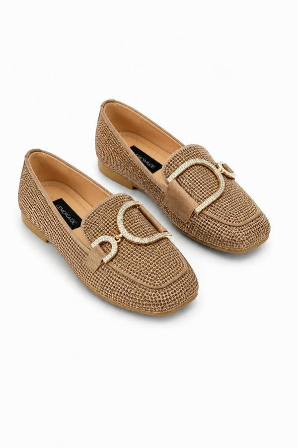 Love Lemonade Crystal Imperial Suede Loafers Mocha