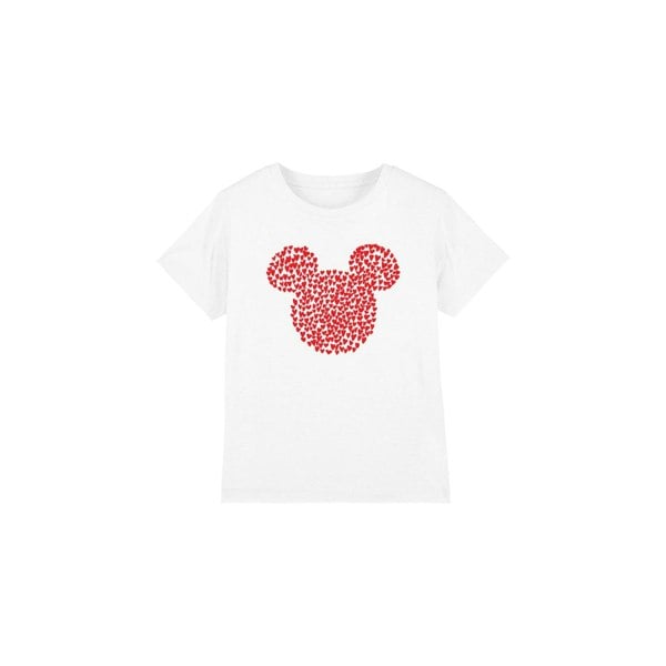 Disney Childrens/Kids Mickey Mouse Heart Ears Silhouette Valentine`s Day T-Shirt - White