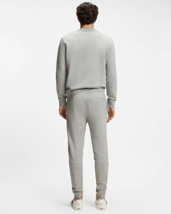 BOSS Orange Westart Mens Crew Neck Sweatshirt With Logo Patch - Open Grey 086 | CHO | Designer Mens Sweatshirts