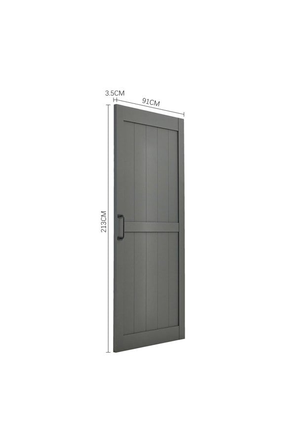 Living and Home 91cm W x 3.5cm D x 213cm H Farmhouse Style Wooden Barn Door with 200cm Slide Guide Dark Grey