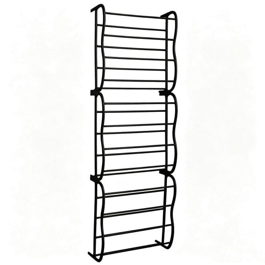 Havendro OVER DOOR HANGING SHOE RACK 12 TIER SHELF ORGANISER STORAGE STAND HOLDER - Black - Metal